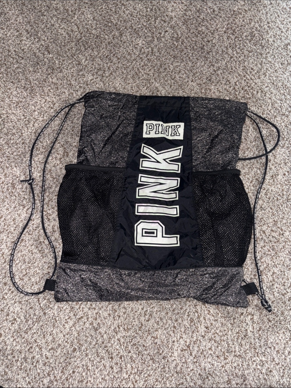 PINK Victoria's Secret Heathered Gray Drawstring Bag